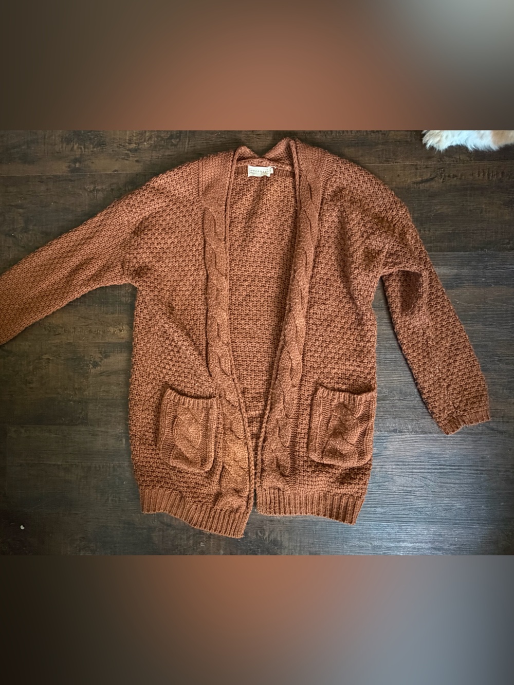 Dreamers Cable Knit Cardigan Sweater - Rust